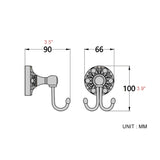 Bathroom Double Robe Hooks Oil Rubbed Bronze Brass Rustic Pineapple Pattern Carved Door Coat Black