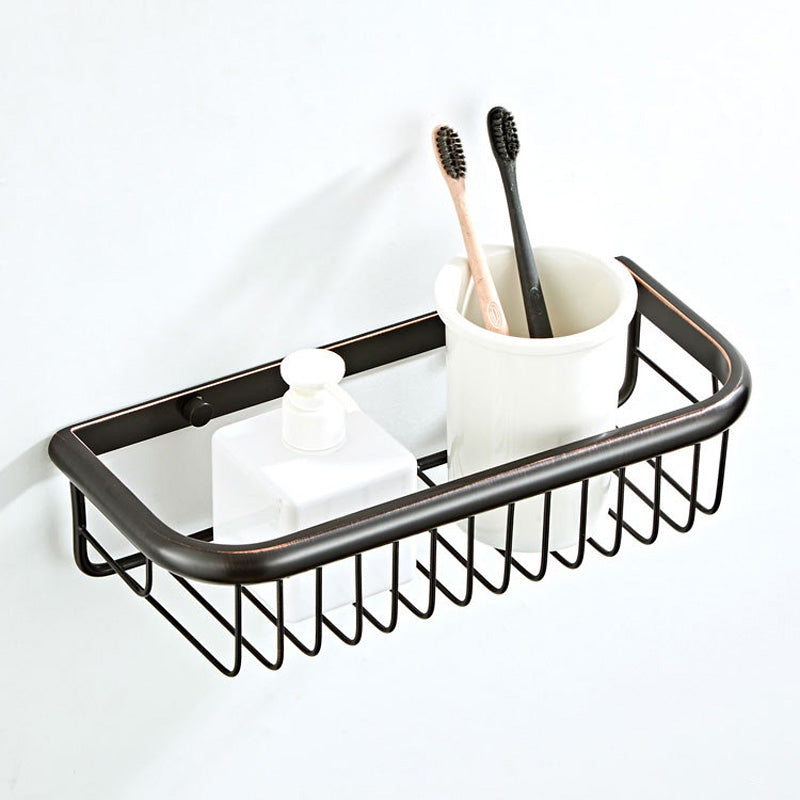 12 Inch Black Brass Wall Mount Shower Caddy Basket Oil Rubbed Bronze Draining Bathroom Shelf Modern