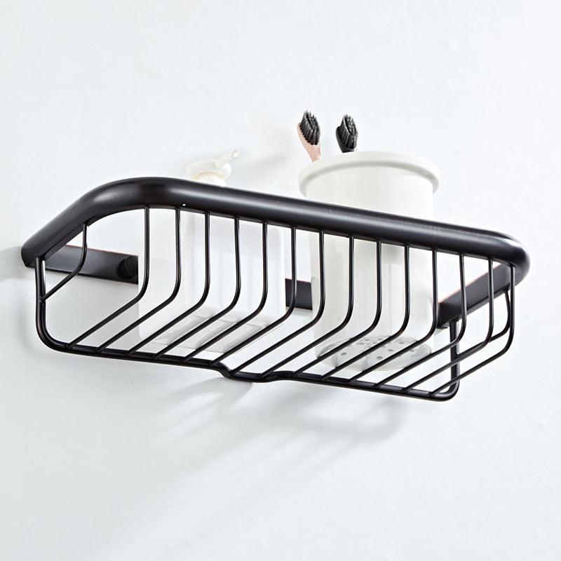 12 Inch Black Brass Wall Mount Shower Caddy Basket Oil Rubbed Bronze Draining Bathroom Shelf Modern
