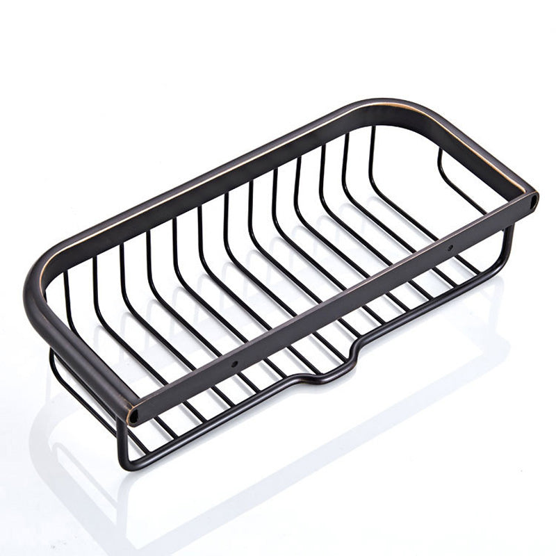 12 Inch Black Brass Wall Mount Shower Caddy Basket Oil Rubbed Bronze Draining Bathroom Shelf Modern