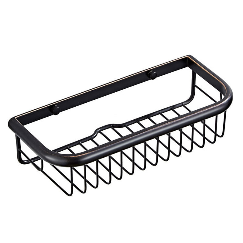 12 Inch Black Brass Wall Mount Shower Caddy Basket Oil Rubbed Bronze Draining Bathroom Shelf Modern