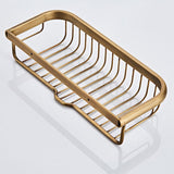 12 Inch Brass Wall Mounted Shower Caddy Basket Bathroom Shelf Antique Brass Gold Draining Hardware