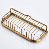 12 Inch Brass Wall Mounted Shower Caddy Basket Bathroom Shelf Antique Brass Gold Draining Hardware