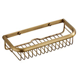 12 Inch Brass Wall Mounted Shower Caddy Basket Bathroom Shelf Antique Brass Gold Draining Hardware