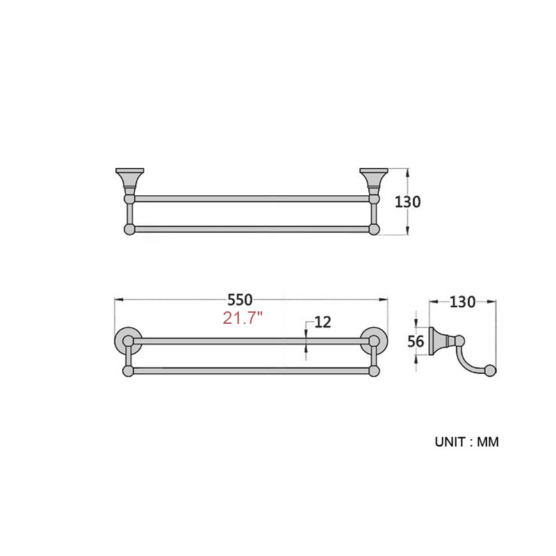 20/ 22/ 24 Inch Towel Rack Double Bar Black Wall Mounted Brass Oil Rubbed Bronze Hotel Bathroom