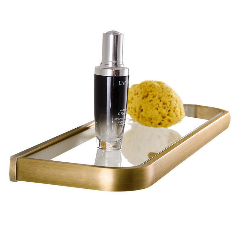 20 Gold Antique Brass Bathroom Shelves Wall Mounted Glass Phone Holder Shelf Cosmetic Storage Rack"