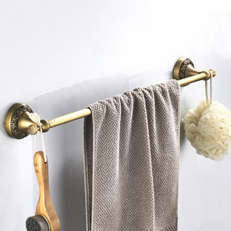 24 Inch Carved Wall Mounted Antique Brass Brushed Single/ Double Towel Racks Bathroom Hardware Gold