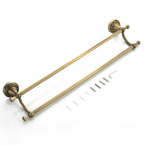 24 Inch Carved Wall Mounted Antique Brass Brushed Single/ Double Towel Racks Bathroom Hardware Gold