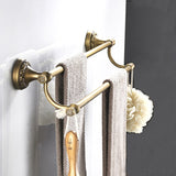24 Inch Carved Wall Mounted Antique Brass Brushed Single/ Double Towel Racks Bathroom Hardware Gold
