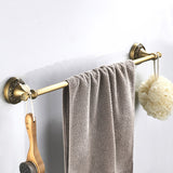24 Inch Carved Wall Mounted Antique Brass Brushed Single/ Double Towel Racks Bathroom Hardware Gold