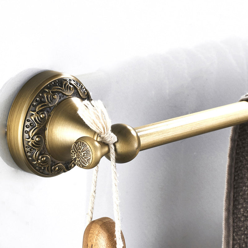 24 Inch Carved Wall Mounted Antique Brass Brushed Single/ Double Towel Racks Bathroom Hardware Gold