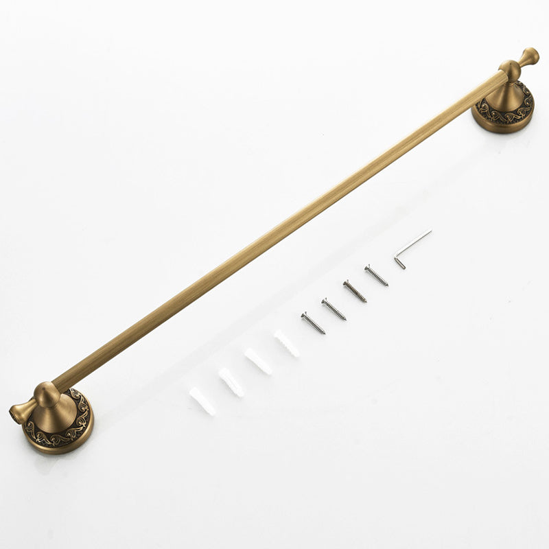 24 Inch Carved Wall Mounted Antique Brass Brushed Single/ Double Towel Racks Bathroom Hardware Gold