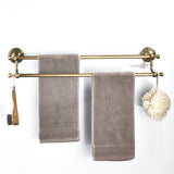24 Inch Carved Wall Mounted Antique Brass Brushed Single/ Double Towel Racks Bathroom Hardware Gold