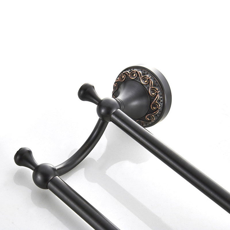24 Inch Carved Wall Mount Brass Black Double Towel Racks Bathroom Hardware Oil Rubbed Bronze Hotel