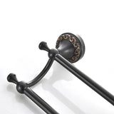 24 Inch Carved Wall Mount Brass Black Double Towel Racks Bathroom Hardware Oil Rubbed Bronze Hotel
