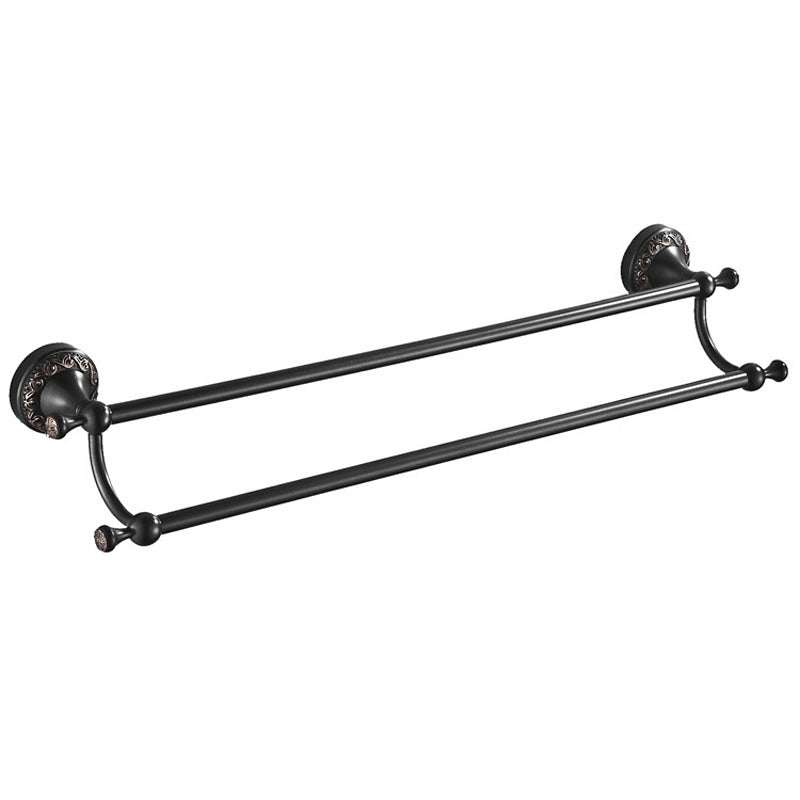 24 Inch Carved Wall Mount Brass Black Double Towel Racks Bathroom Hardware Oil Rubbed Bronze Hotel
