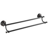 24 Inch Carved Wall Mount Brass Black Double Towel Racks Bathroom Hardware Oil Rubbed Bronze Hotel