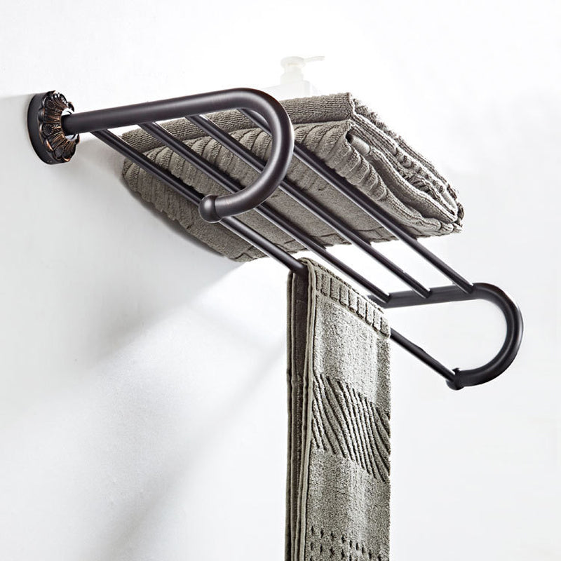 24 Inch Carved Wall Mounted Towel Rack Oil Rubbed Bronze Pineapple Pattern Brass Bathroom Bar Shelf