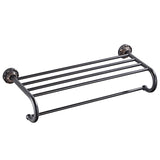 24 Inch Carved Wall Mounted Towel Rack Oil Rubbed Bronze Pineapple Pattern Brass Bathroom Bar Shelf