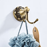 Antique Brass Bathroom Double Robe Hook Carved Rustic Door Coat Hooks Pineapple Pattern Decorative