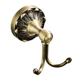 Antique Brass Bathroom Double Robe Hook Carved Rustic Door Coat Hooks Pineapple Pattern Decorative