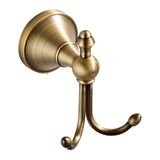 Antique Brass Coat Hooks Bathroom Double Robe Hook Luxury Gold Wall Mounted Bedroom Towel Hooks
