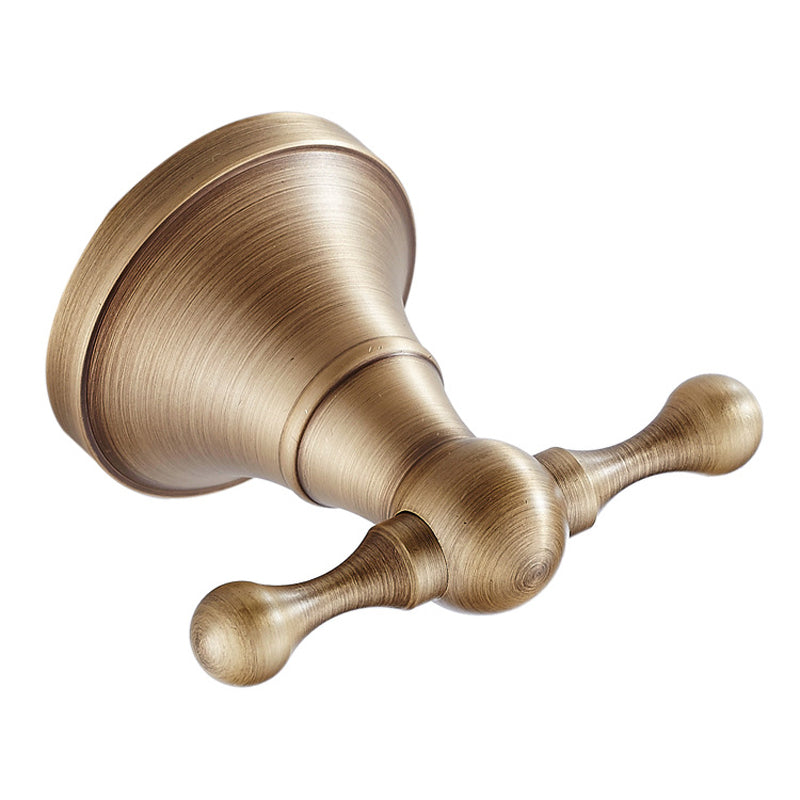 Antique Brass Coat Hooks Bathroom Double Robe Hook Luxury Gold Wall Mounted Bedroom Towel Hooks