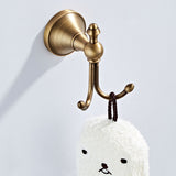 Antique Brass Coat Hooks Bathroom Double Robe Hook Luxury Gold Wall Mounted Bedroom Towel Hooks