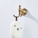 Antique Brass Coat Hooks Bathroom Double Robe Hook Luxury Gold Wall Mounted Bedroom Towel Hooks