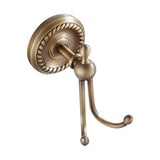 Antique Brass Double Robe Hook Vintage Wall Mount Bathroom Brushed Design Coat Hook Carved Gold