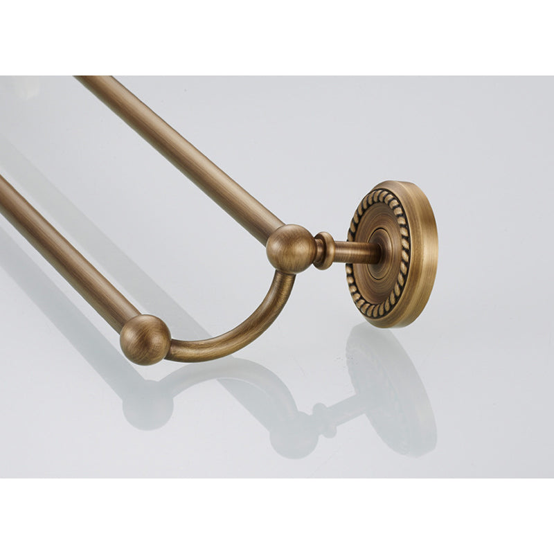 Antique Brass Golden Vintage Single/ Double Towel Racks For Bathroom Hardware Wall Mount Bar Shelf