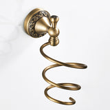 Antique Brass Hair Dryer Holder Carved  Wall Mount Dressing Table Bathroom Shelves Dressing Table Gold