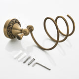 Antique Brass Hair Dryer Holder Carved  Wall Mount Dressing Table Bathroom Shelves Dressing Table Gold