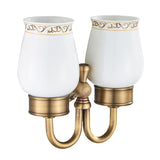 Antique Brass Shower Toothbrush Holder Carved Single/ Double Ceramic Bathroom Hardware Wall Mounted