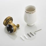 Antique Brass Shower Toothbrush Holder Carved Single/ Double Ceramic Bathroom Hardware Wall Mounted
