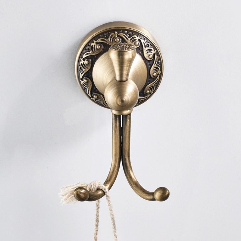 Antique Brass Single/ Double Robe Hook Carved Coat Hooks Bathroom Hardware Luxury Wall Mounted Gold