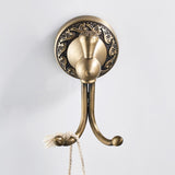 Antique Brass Single/ Double Robe Hook Carved Coat Hooks Bathroom Hardware Luxury Wall Mounted Gold