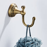 Antique Brass Single/ Double Robe Hook Carved Coat Hooks Bathroom Hardware Luxury Wall Mounted Gold