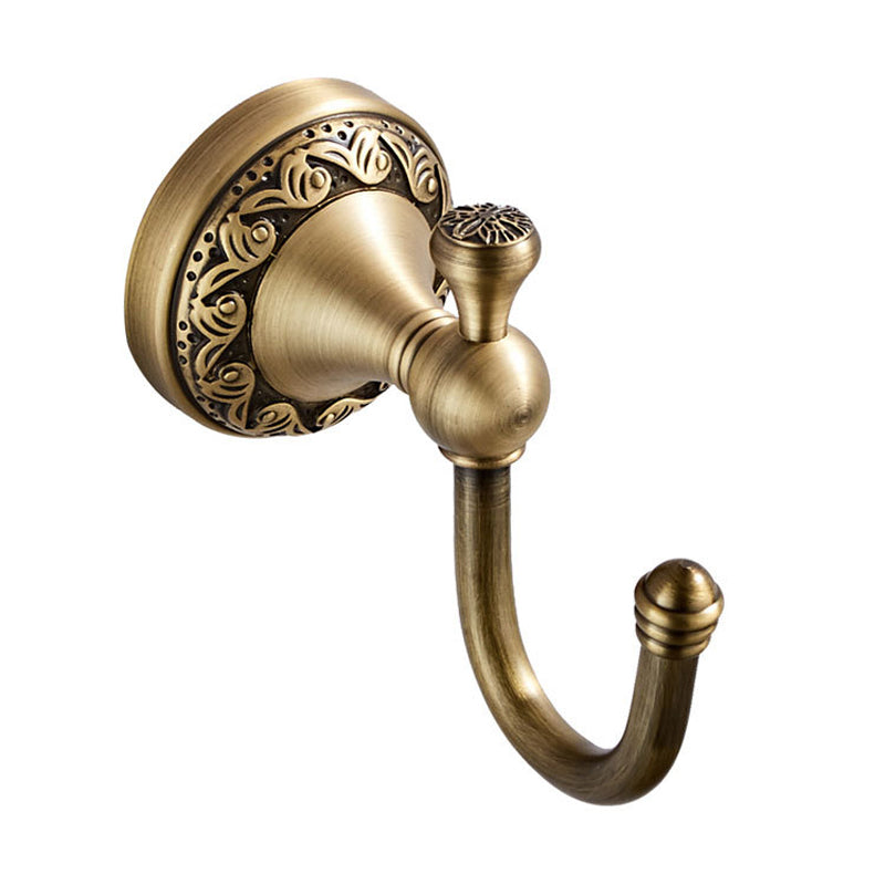 Antique Brass Single/ Double Robe Hook Carved Coat Hooks Bathroom Hardware Luxury Wall Mounted Gold