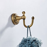 Antique Brass Single/ Double Robe Hook Carved Coat Hooks Bathroom Hardware Luxury Wall Mounted Gold