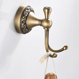 Antique Brass Single/ Double Robe Hook Carved Coat Hooks Bathroom Hardware Luxury Wall Mounted Gold