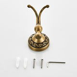 Antique Brass Single/ Double Robe Hook Carved Coat Hooks Bathroom Hardware Luxury Wall Mounted Gold