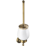 Antique Brass Toilet Brush Holder Decorative Unique Carved Wall Mounted Ceramic Holder Brushed Gold