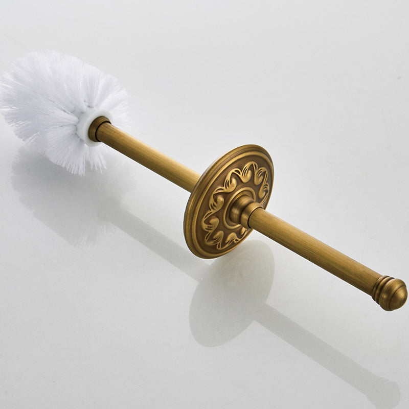 Antique Brass Toilet Brush Holder Decorative Unique Carved Wall Mounted Ceramic Holder Brushed Gold