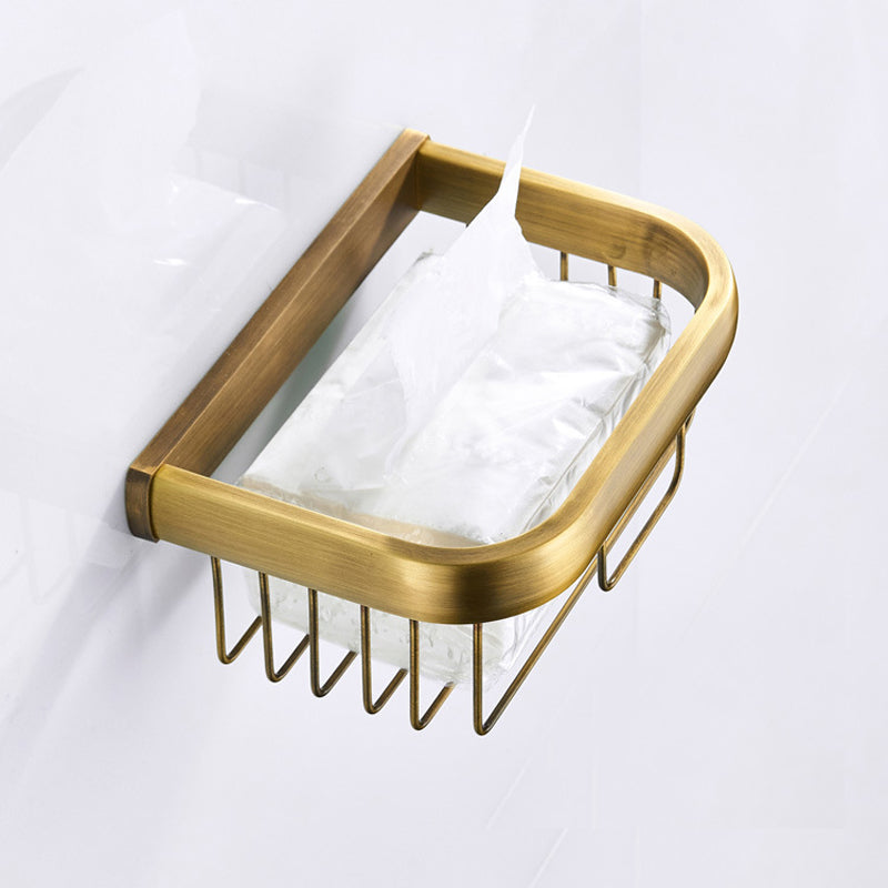 Antique Brass Toilet Paper Basket Bathroom Wall Mounted Brushed Gold Soap Dish Draining Paper Holder