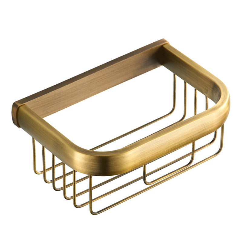 Antique Brass Toilet Paper Basket Bathroom Wall Mounted Brushed Gold Soap Dish Draining Paper Holder