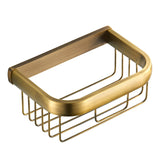 Antique Brass Toilet Paper Basket Bathroom Wall Mounted Brushed Gold Soap Dish Draining Paper Holder