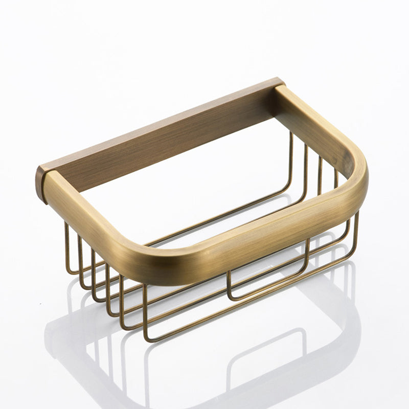 Antique Brass Toilet Paper Basket Bathroom Wall Mounted Brushed Gold Soap Dish Draining Paper Holder