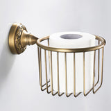 Antique Brass Toilet Paper Basket Bathroom Hardware Wall Mounted Commercial Paper Holder Gold Round