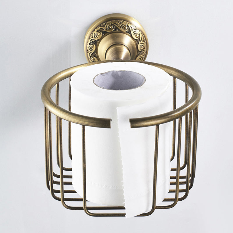 Antique Brass Toilet Paper Basket Bathroom Hardware Wall Mounted Commercial Paper Holder Gold Round